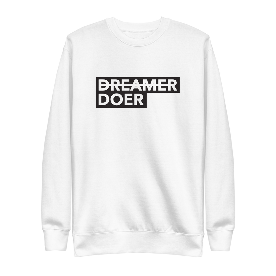 Doer Pullover - Motivational Activist Sweatshirt - White | District of Clothing - Social Awareness Clothing | Black Woman Owned Company